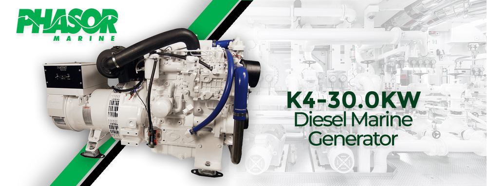 Phasor K4-30.0kW Diesel Marine Generator - 30.0kW (60 Hz) - 1800 RPM - Standard Series Phasor Marine Generator K4-30.0kW - Standard Series